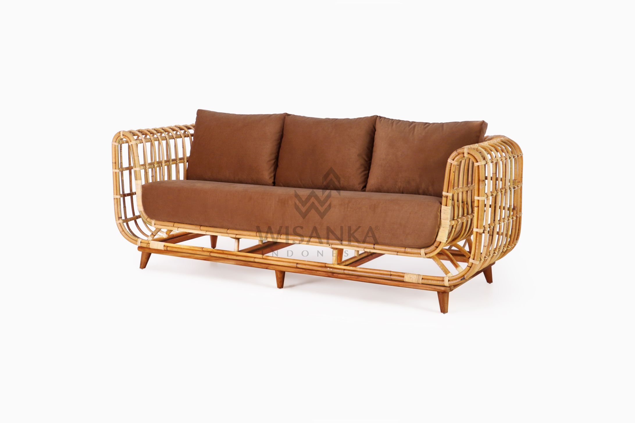 siena wicker rattan natural 3 seater living chair
