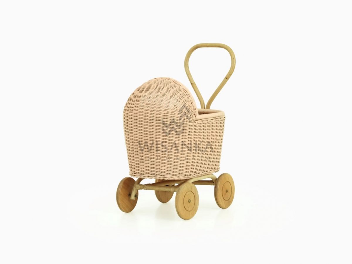 wicker baby doll pram