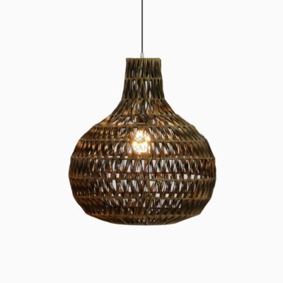 Banda Delta Rattan Hanging Lamp - Globe Pendants Lights - On