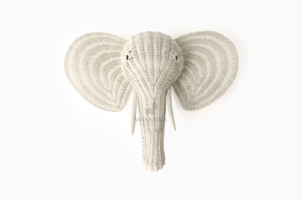 Διακόσμηση τοίχου με κεφαλή ελέφαντα - Διακόσμηση φυτωρίου με ψάθινο ρατάν