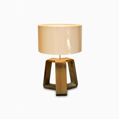 Lare Teak Table Lamp - Wooden Desk Lamp - on