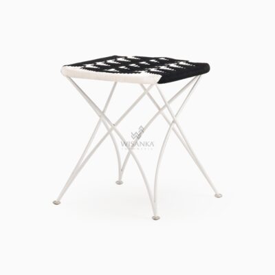 Agra Square Stool - Multistrips White
