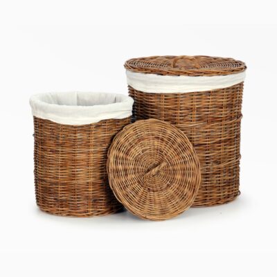 Cilinder Round Laundry Basket Set 2 - Rattan CL (Lacak)