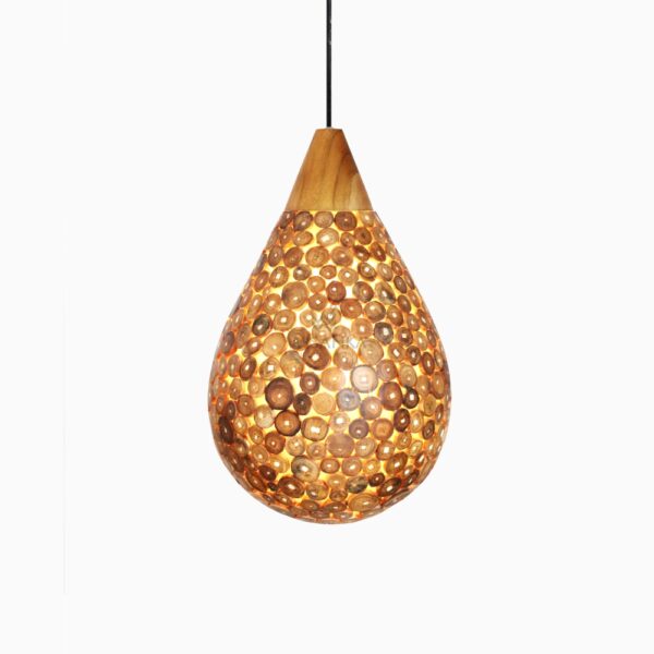 Kelom Hanging Lamp with Teak - Pendant Ceiling lamp - on