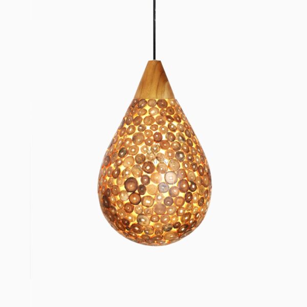 Kelom Hanglamp met Teak - Hangplafondlamp - on