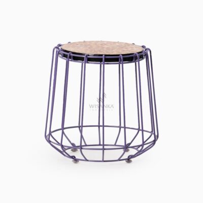 Wity Stool Iron Purple with Teak Top Lamination