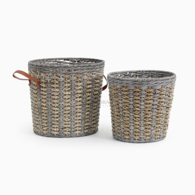Kashan Basket of 2 (Blue Basket) - Rattan Storage