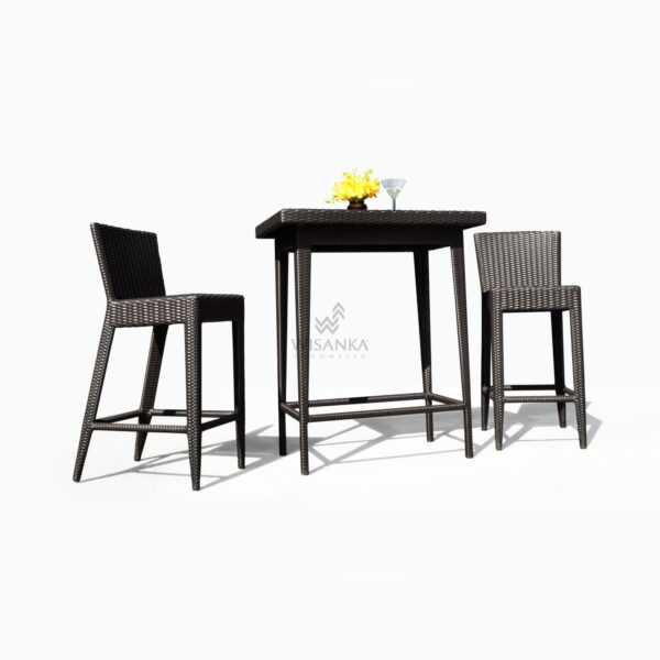 維多利亞酒吧套裝 - 黑色桌子和酒吧凳