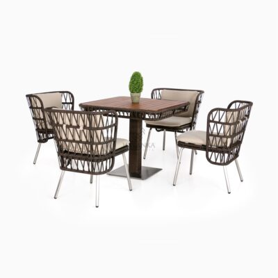 Zamira Dining Set - Rattan Dining Table Chairs Set of 4