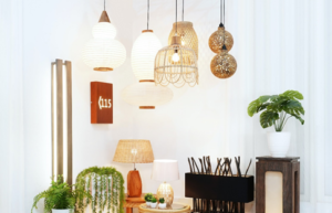 Brighten a room with rattan light fixtures