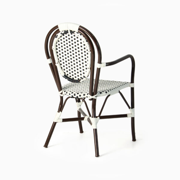 Китайское бистро с подлокотником - Плетеный обеденный стул для кафе на открытом воздухе - сзади