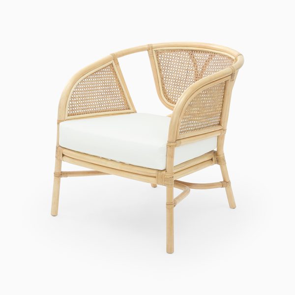 Lerida Arm Chair with White Cushion - Rattan Cane Chair Furniture