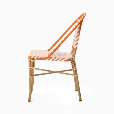 Renne Bistro Chair - Outdoor Aluminum Wicker Café Dining Chair - side