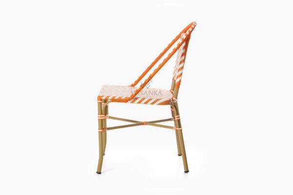 Renne Bistro 椅子 - 户外铝制柳条咖啡厅餐椅 - 侧面