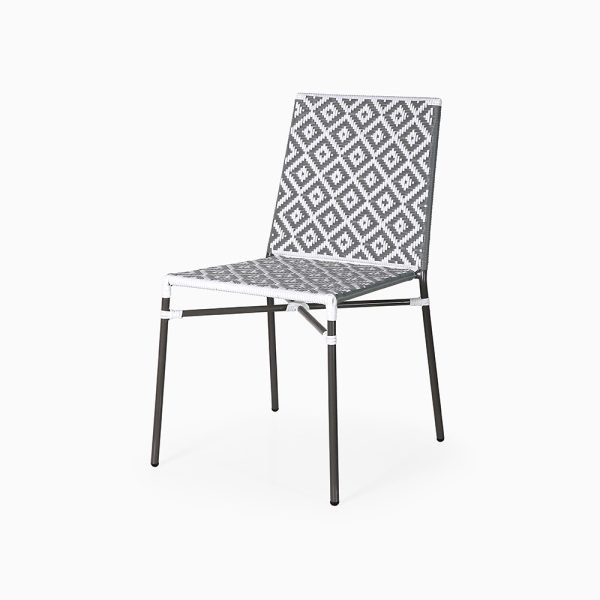 Cruz Outdoor Stacking Chair - Synthetic Rattan Stackable Chair - Front Perspective View