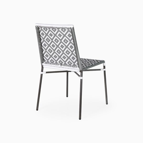 Cruz Outdoor Stacking Chair - Synthetic Rattan Stackable Chair - Rear Perspective View