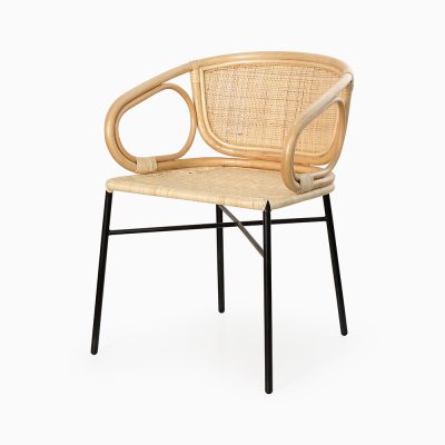 Fleur Dining Chair - Rattan dining Armchairs - front perspective view