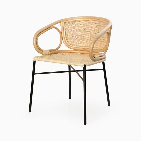 Fleur Dining Chair - Rattan dining Armchairs - front perspective view