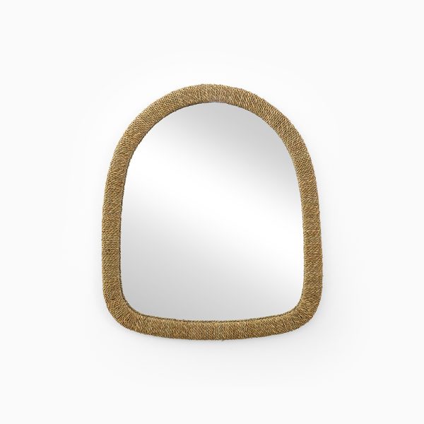 Зеркало Kaia из ротанга - Зеркало в форме круга из натурального волокна, украшение стены