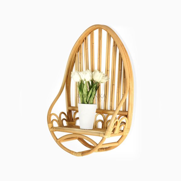 Poppy Wall Planter - Natural Rattan Round Wall Shelves