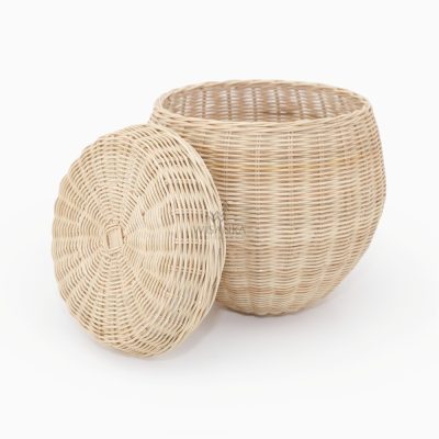 Basket D (Watermelon) - Wicker Basket with Lid - Open