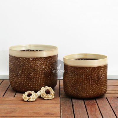 Japet Round Basket - Bamboo Wicker Storage