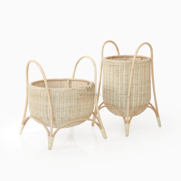 Mandy Planter - Doğal Rattan Saksı Standları