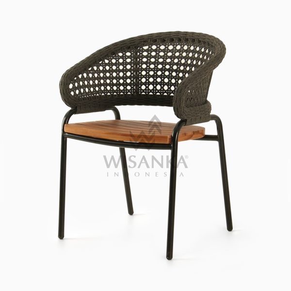 Rio Arm Chair - Outdoor Rope Chair - Black Leg