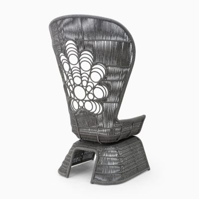 Peacock Rope Outdoor Chair - perspective rear view