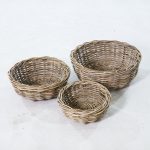 Luzka Round Rattan Basket Set of 3 – Natural Kubu Rattan Nested Design - unnested perspective top